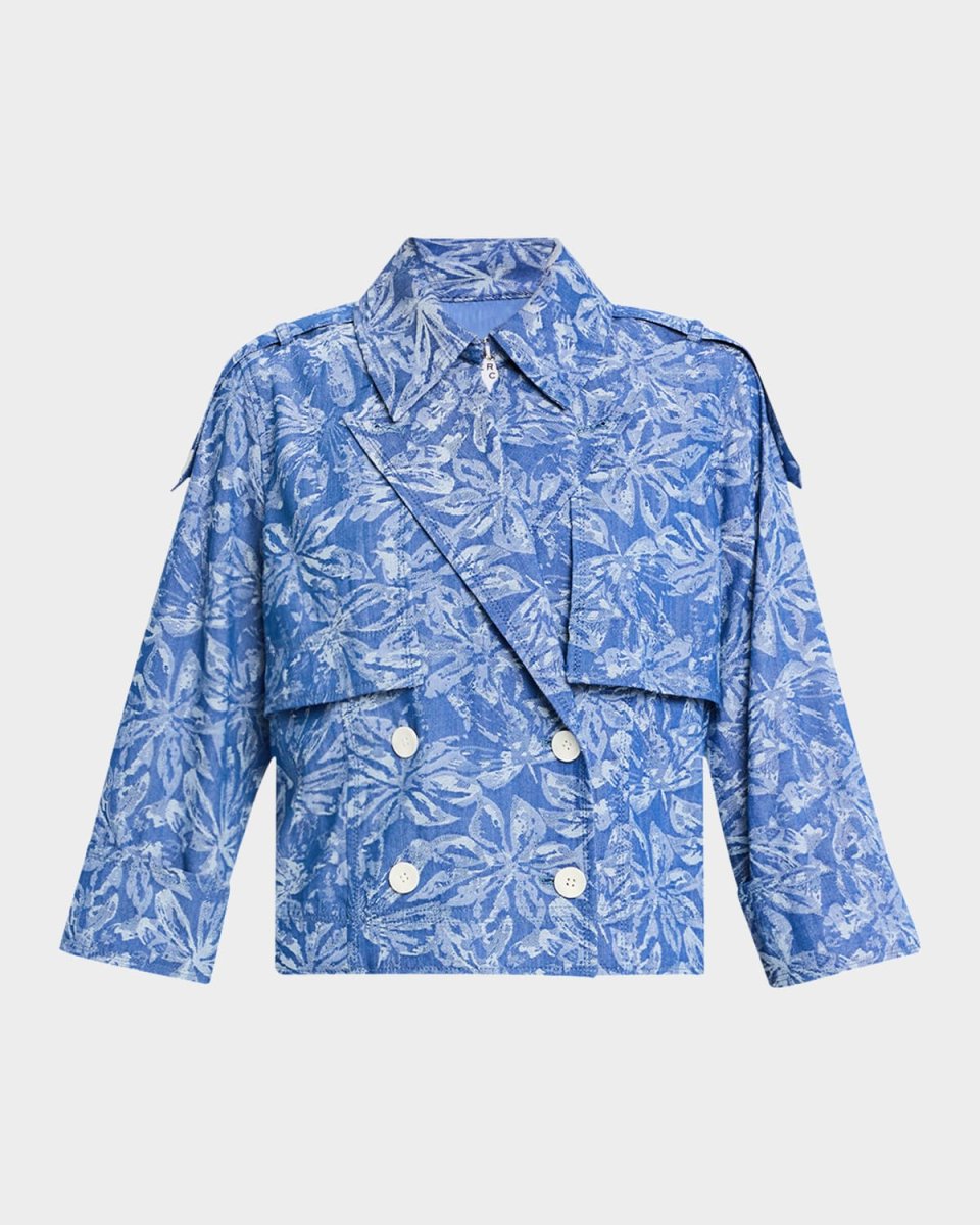Elijah Floral Jacquard Crop Trench Jacket